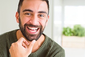 Man  with healthy smile after visiting the dentist