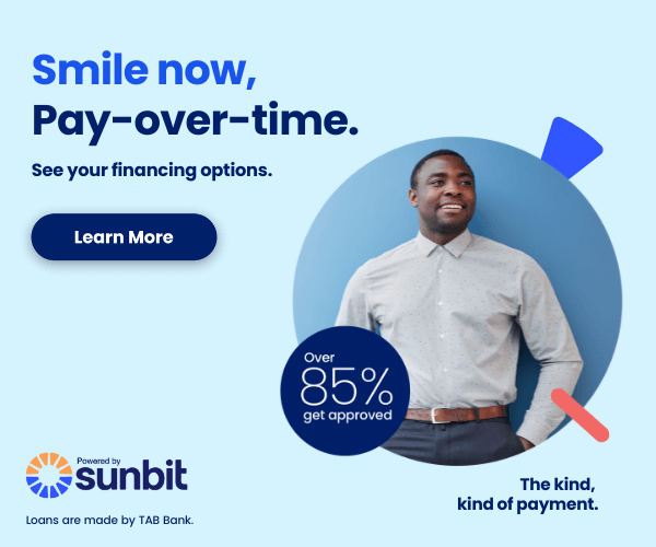 Sunbit advertisement that says Smile Now Pay Over Time