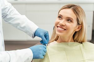 Patient getting ready for dental treatment
