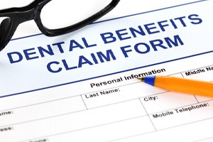 Close-up of dental benefits claim form